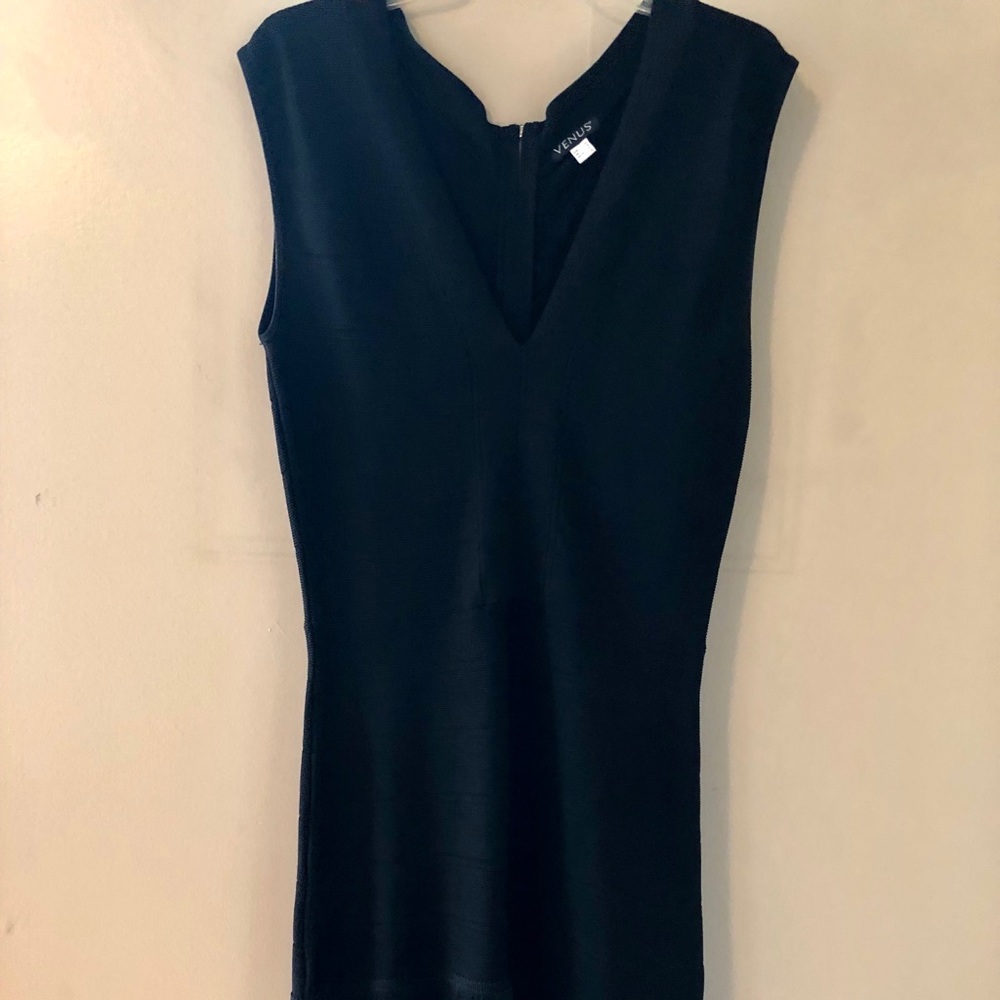 Venus black fringe party dress